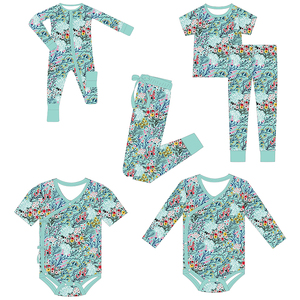 Saco de dormir de bambú tejido personalizado patrón Floral impreso cierre de cremallera doble mameluco de bebé recién nacido Ropa niños saco de dormir - Product Image 2