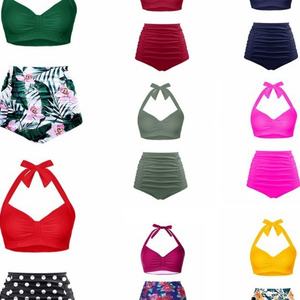 ชุดบิกินี่ลายจุดสีแดงพร้อมโลโก้แบบกำหนดเอง ชุดว่ายน้ำและชุดชายหาดแบบ 2 ชิ้นสำหรับผู้หญิงไซส์พลัส เซ็กซี่และเหมาะสำหรับออกกำลังกาย - Product Image 2