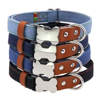 Collier pour animaux de compagnie en jean réglable pour chien, collier pour chat, laisse en cuir pour chien de grande, moyenne et petite taille, ensemble collier et laisse pour chien