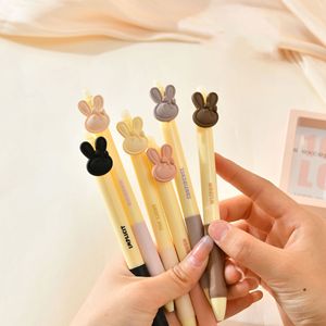 Креативная гелевая ручка с металлическим зажимом в виде кролика, симпатичная мультяшная Студенческая фирменная ручка черного цвета, ширина 0,5 мм, нейтральный цвет, пластик - Product Image 4