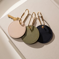 Porte-clés rond en cuir PU en gros, pendentif portable, gravure personnalisée, porte-clés gravé avec nom, cadeau personnalisé, support de clés, souvenir promotionnel