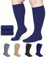 Chaussettes de compression en bambou à logo personnalisé, 20-30 mmHg, grande taille, pour mollets larges, hauteur genou, compression graduée, qualité supérieure, pour soins de santé
