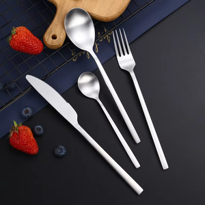 Ensemble de couverts en acier inoxydable brossé mat argenté et plaqué or pour mariage, vente en gros - Product Image 3