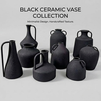 Vas Bunga Besi Hitam Matte Modern untuk Dekorasi Rumah, Pot Bunga Minimalis, Hiasan Meja Pernikahan, Pot Tanaman Taman Vintage