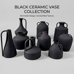 Vase Moderne en Fer Noir Mat pour Décoration Intérieure, Pot de Fleurs Sculptural Minimaliste, Centre de Table de Mariage, Jardinière Vintage - Product Image 1