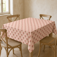 Nappe en coton rose imprimée avec un petit motif floral, couvre-table pour la cuisine et la décoration de la maison