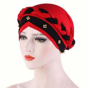 Modèles Printemps-Automne : Bonnets Musulmans en Soie de Lait, Turbans en Coton à Perles et Tresses, Bonnets Hijab, Turbans Prêts-à-Porter pour Femmes Musulmanes - Product Image 4