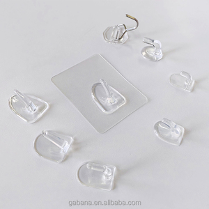 Nieuwe, milieuvriendelijke, zelfklevende, transparante wandhaken van <span class=keywords><strong>plastic</strong></span> voor keuken, badkamer, kantoor, kast, om jassen, kleding en handdoeken op te hangen - Product Image 6