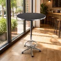 Kommerzieller Bartisch mit Säulenfuß, rund, 60 cm, Chrom, robuste Metallbasis, individuell bedruckbar, für Events, Büro, Hotel, Einkaufszentrum, Freizeit