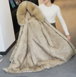 Trench invernale da donna <span class=keywords><strong>con</strong></span> <span class=keywords><strong>cappuccio</strong></span> in finta <span class=keywords><strong>pelliccia</strong></span> di procione <span class=keywords><strong>con</strong></span> motivo Plaid intrecciato <span class=keywords><strong>con</strong></span> bottoni lunghi in <span class=keywords><strong>pelliccia</strong></span> di volpe Parka - Product Image 4