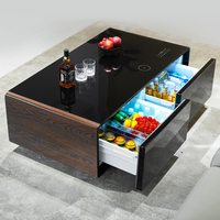 Nouvelle table basse intelligente Primst avec réfrigérateur, chargeur sans fil, lecteur de musique, écran tactile, ports USB pour jeux et soirées cinéma