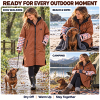 Robe de change imperméable personnalisée pour animaux de compagnie, à manches longues, imprimé chien, coupe-vent, doublure en microfibre, parka de bain