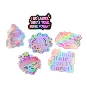 Etiqueta holográfica personalizada do PVC die cut cartoon etiqueta etiquetas anime glitter adesivos para decoração