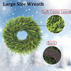 नए पुष्पचक्र क्रिसमस नॉरफ़ॉक पाइन सामग्री पुष्पचक्र प्लास्टिक की अंगूठी नीचे के दरवाजे लटका घर सजावट पाइन सामग्री - Product Image 4