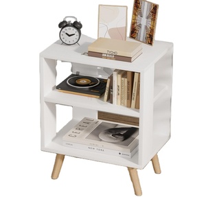 <span class=keywords><strong>Table</strong></span> <span class=keywords><strong>de</strong></span> <span class=keywords><strong>chevet</strong></span> moderne blanche avec rangement ouvert, <span class=keywords><strong>table</strong></span> <span class=keywords><strong>de</strong></span> <span class=keywords><strong>chevet</strong></span> à 2 niveaux pour petits espaces, chambre à coucher et salon - Product Image 1
