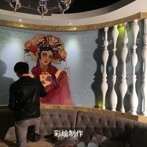 Sculpture de colonne en marbre de style chinois pour installations de loisirs, piliers au design solide avec installation de peinture murale - Product Image 1