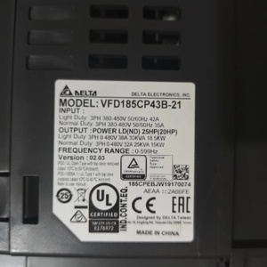 C2000เดลต้า VFD + ชุดอินเวอร์เตอร์ความถี่ VFD185CP43B-21 380-480V 42A 3เฟส - Product Image 2