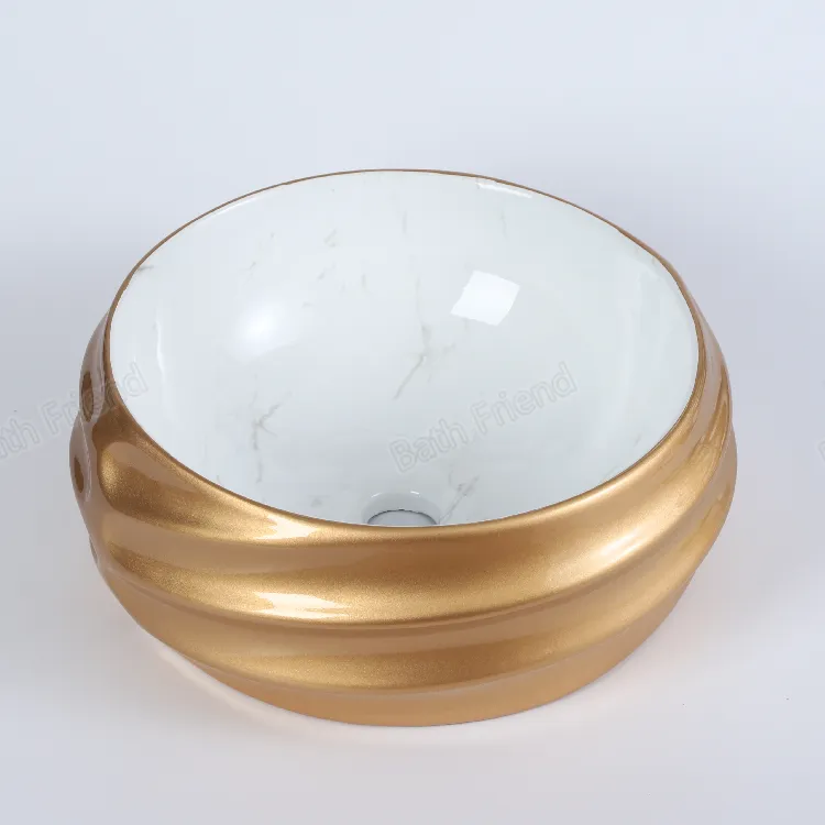 Electroplating Sink Random Marble Design Basins Bathroom Round Above Amount Ceramic Basin