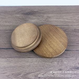 Tapa redonda de madera maciza reutilizable para tazas, cosméticos, color marrón ZHENGCHUANG219 - Product Image 1