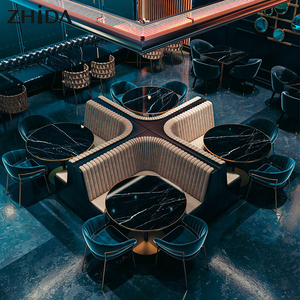 Juego de Mesas y Sillas de Diseño Moderno y Lujoso para Cafetería, Restaurante de Comida Rápida, Muebles para Cafetería, Cabinas para Restaurante - Product Image 1