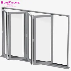 Porta pieghevole pieghevole in alluminio vetro temperato porta porta Bifold insonorizzata