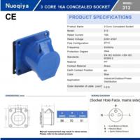 Prise et fiche industrielles haut de gamme Nuoqiya 3 broches IP44 220V étanches à montage encastré 16A