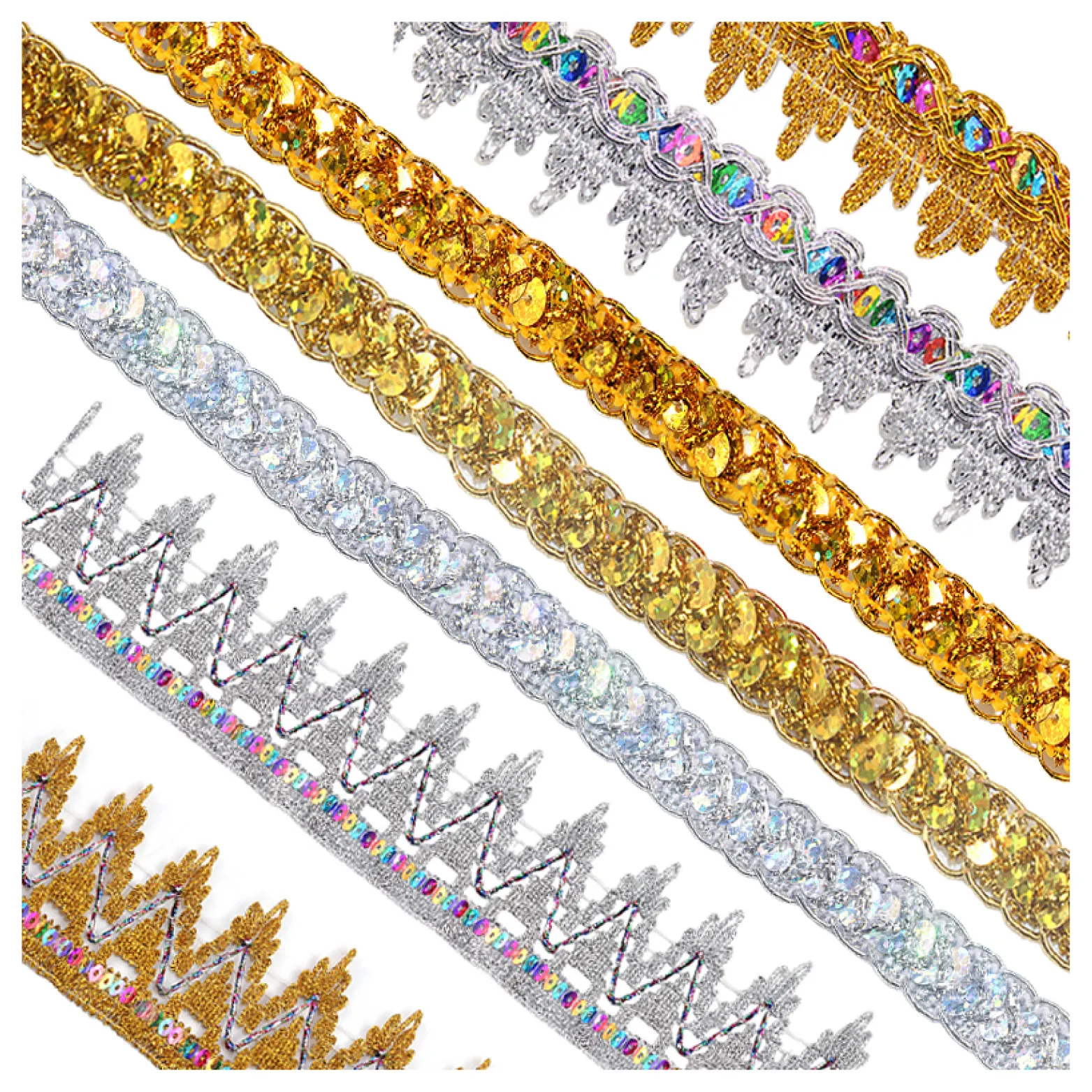 Didamao Border Trim Embroidery Ribbon Decor Sewing Garment Accessories Gold Silver Sequins Lace