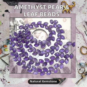 Perles Briolette en Améthyste Violette Facettées Forme Poire et Feuille, Pierre Naturelle pour la Fabrication de Bijoux - Prix Usine - Product Image 2