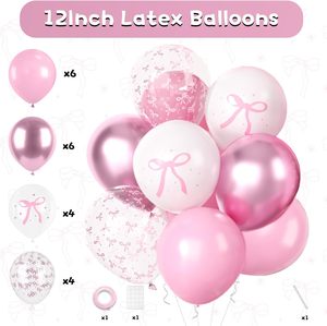 Decoraciones para Fiesta <span class=keywords><strong>de</strong></span> Cumpleaños Estilo Coquette Rosa, Incluyen Globos Blancos y Rosas, Pancarta <span class=keywords><strong>de</strong></span> Feliz Cumpleaños, Cortina <span class=keywords><strong>de</strong></span> Flecos y <span class=keywords><strong>Papel</strong></span> <span class=keywords><strong>de</strong></span> Seda - Product Image 3