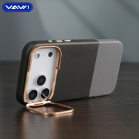 Étui en cuir uni VAWI L164 avec motif diamant et support d'objectif pour iPhone 13 14 15 16 17 Pro Max, coque magnétique