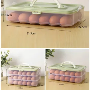 NISEVEN Récipient à œufs multicouche Offre Spéciale Porte-œufs en plastique transparent avec poignée Boîte de rangement réutilisable pour œufs avec couvercle