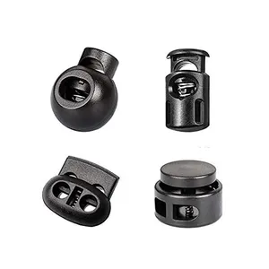 <strong>Supplier</strong> Black Plastic Two Holes Cord <strong>Lock</strong> <strong>Draw</strong> Cord <strong>Stopper</strong> Spring Leather Cord <strong>Stopper</strong> - Product Image 1