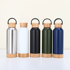Nueva Botella de Agua de Acero Inoxidable 304 con Aislamiento al Vacío, Boca Pequeña, 500ml/750ml, Libre de BPA, con Tapa y Base de Bambú, para Gimnasio - Product Image 2