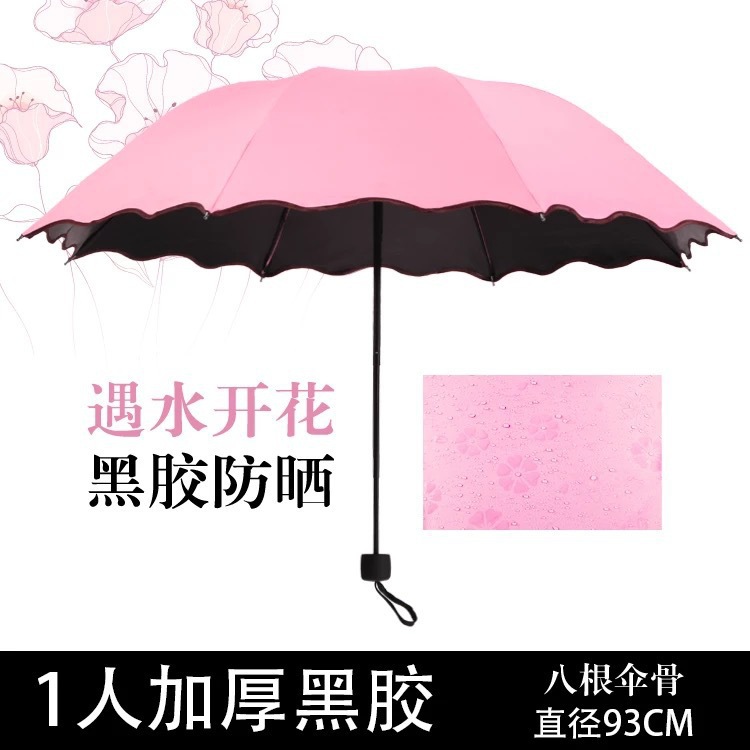 Pink-8 ribbed flowering umbrella