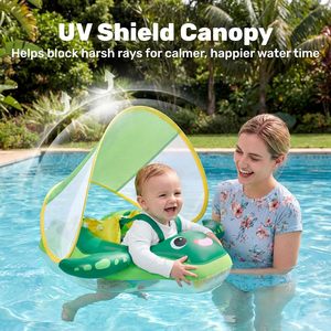 Hot sale Baby Swimming <b>Float</b> Removable Sun Canopy <b>Inflatable</b> Baby Pool <b>Float</b> Sea Turtle Swim Ring Infant Age 6 36 Months - Product Image 2