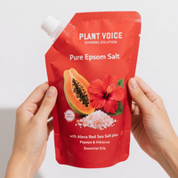 Pure Epsom Salt Soaking Solution with Aleva Red Salt&Papaya Hibiscus Oil Natural Bath Soak Bubble Bath for Relaxation Skin Care