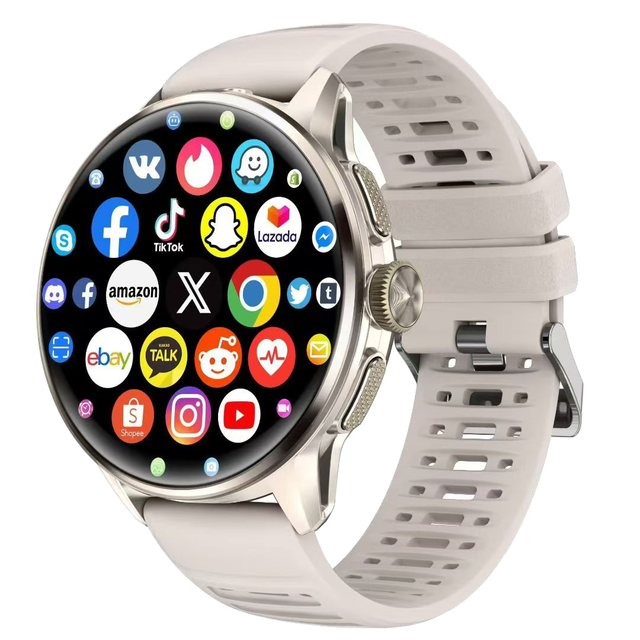 2026 Android Smart Watch H100 SIM Card 4G 1.43 Inch AMOLED IP67 Rubber Health Fitness Supports Tiktok Facebook youtube Whatsapp
