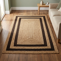 Tapis plat épais en fibres de jute naturelles, style moderne, petite taille (0,4-0,6 po) Tapis tressé réversible sur mesure pour salon extérieur