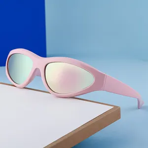 Kacamata hitam gaya milenium Y2K Pria Wanita, kacamata pelindung terik matahari tahan angin warna-warni trendi 2024