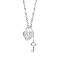 Collier à cadenas et clé en forme de cœur en argent sterling Gemnel