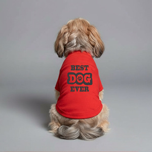 Camiseta Premium de Algodón para Perro con Cuello Redondo en Color Rojo, Ropa para Mascotas Suave, Transpirable y Cómoda para Uso Diario y Actividades al Aire Libre - Product Image 2