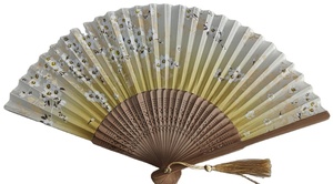 21Cm Natural Brown Bamboo Handle for Polyester Taffeta Fabric Silk Screen Pattern Custom Logo Business <b>Gift</b> Hand Fan in Stock - Product Image 3