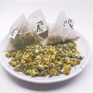 ถุงชาทรงสามเหลี่ยมทำจากเส้นใยข้าวโพดดอกคาโมไมล์สมุนไพร