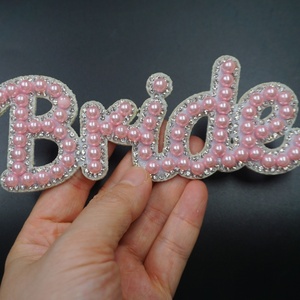 Precio al por mayor muestra gratis Rosa novia DIY parche bordado con cuentas de cristal de diamantes de imitación para decoración de sombrero de boda hecho de resina - Product Image 4