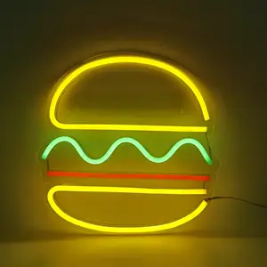 Produk Populer Hamburger Neon Sign Led Neon Sign Light Hamburger Chip Flex Led Light dengan Diskon Besar Hamburger Neon Sign