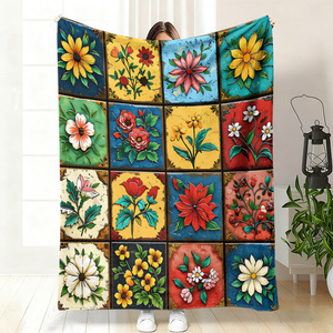 Manta de Franela con Motivo Floral, Manta Ligera y Transpirable para Cama, Sofá o Sillón, Impresión Personalizada, Venta al Por Mayor - Product Image 1