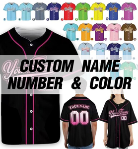 Maillot de <span class=keywords><strong>baseball</strong></span> personnalisé à manches courtes en 100 % polyester, imprimé par transfert thermique, style universitaire, à rayures fines, entièrement boutonné, pour l'université - Product Image 6
