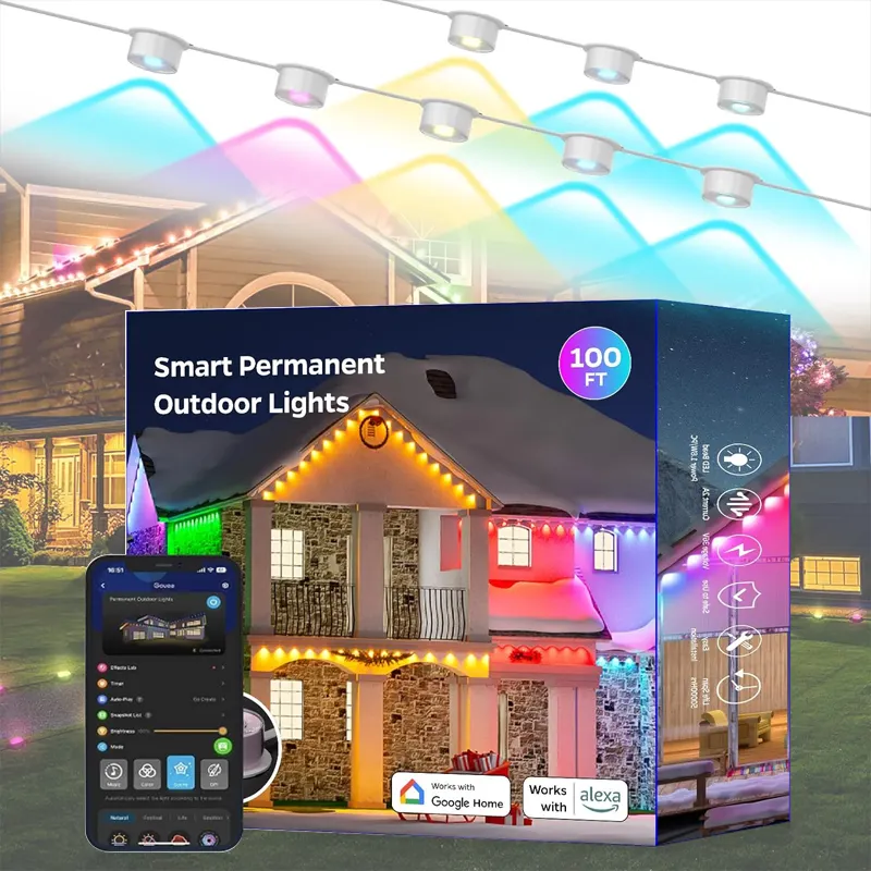 Lampu Sorot permanen pintar, lampu Led karnaval luar ruangan dapat diprogram permanen Rgbw 6000k untuk Hiburan