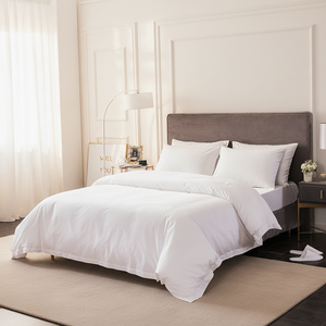 Juego de Ropa de <span class=keywords><strong>Cama</strong></span> de Colección Hotelera, Sábanas de Algodón Blanco para <span class=keywords><strong>Cama</strong></span> Queen y King, Juego de Sábanas Planas y Ajustables de Algodón - Product Image 2