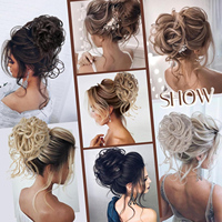 Chignon désordonné pour femme, postiche à clipser, extensions synthétiques ondulées et bouclées pour usage quotidien